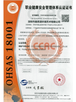 職業健康安全管理體系認證證書